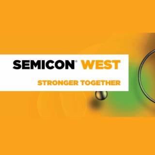 Semicon West Logo, black lettering on orange background